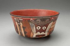 Bowl Depicting Costumed Ritual Performer with Serpent Attributes, 180 B.C./A.D. 500. Creator: Unknown