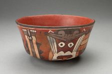 Bowl Depicting Costumed Ritual Performer with Serpent Attributes, 180 B.C./A.D. 500. Creator: Unknown