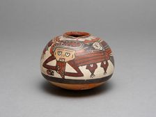 Bowl Depicting Costumed Ritual Performer Playing a Pan Flute, 180 B.C./A.D. 500. Creator: Unknown