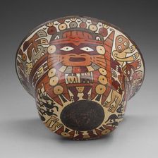 Bowl Depicting a Costumed Ritual Performer with Abstract Plants, Holding a Captive, 180 B.C./A.D. 50 Creator: Unknown