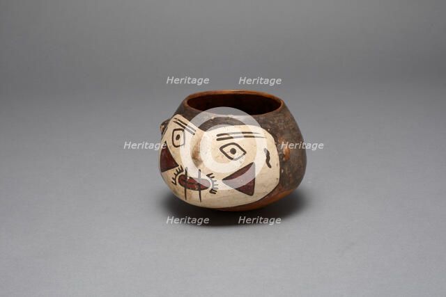 Bowl Depicting a Decapitated Trophy Head, 180 B.C./A.D. 500. Creator: Unknown.