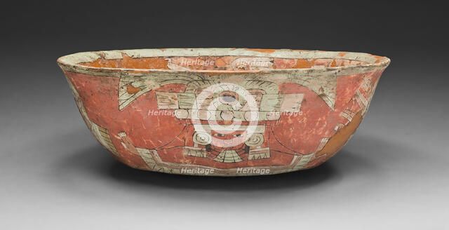 Bowl Depicting a Female Figure with Shield and Darts Motifs, A.D. 300/600. Creator: Unknown.