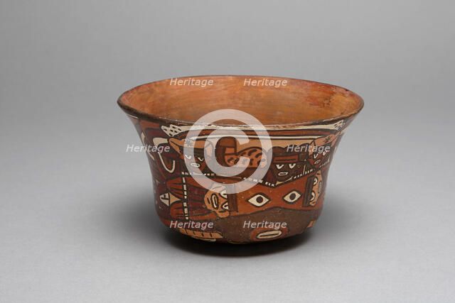 Bowl Depicting a Figure Wearing a Headdress Containing Fish and Small Beings, 180 B.C./A.D. 500. Creator: Unknown.
