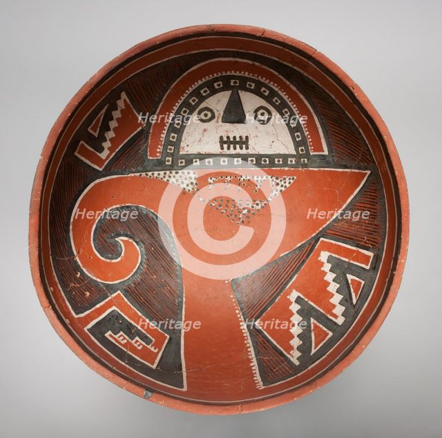 Bowl Depicting a Mask atop a Bighorn-Sheep Head, 1300/1400. Creator: Unknown.