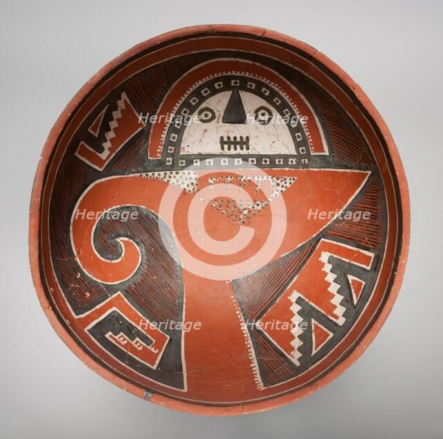 Bowl Depicting a Mask atop a Bighorn-Sheep Head, 1300/1400. Creator: Unknown.