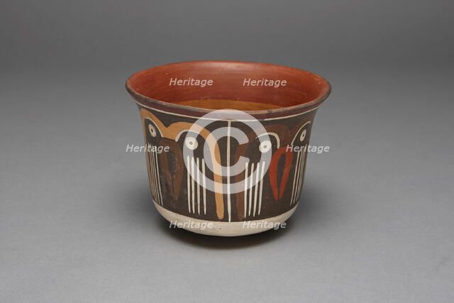 Bowl Depicting a Repeating Abstract Motif, Possibly Representing Owls, 180 B.C./A.D. 500. Creator: Unknown.