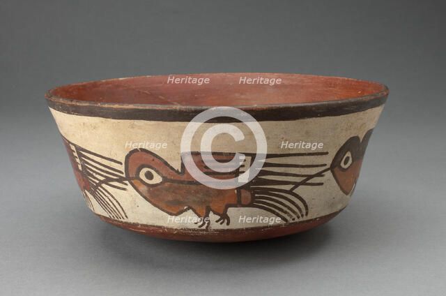 Bowl Depicting a Row of Hummingbirds, 180 B.C./A.D. 500. Creator: Unknown.