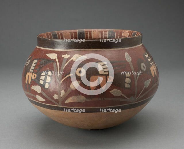 Bowl Depicting Birds and Flowers, 180 B.C./A.D. 500. Creator: Unknown.