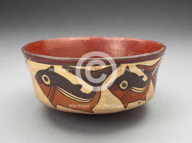 Bowl Depicting Fish, Sharks, or Whales, 180 B.C./A.D. 500. Creator: Unknown.