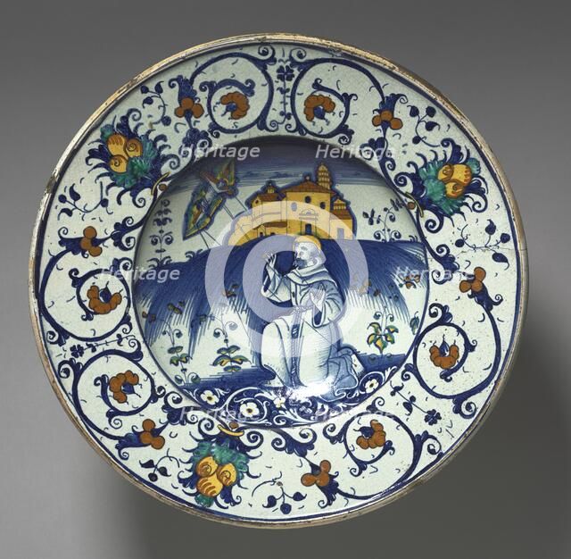 Bowl Depicting Saint Francis Receiving Stigmata, 1531. Creator: Unknown.
