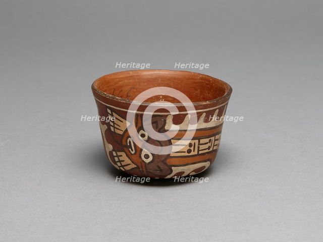 Bowl Depicting Serpentine Being Wearing a Feline Mask, 180 B.C./A.D. 500. Creator: Unknown.