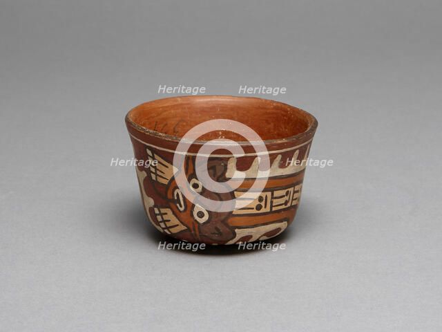 Bowl Depicting Serpentine Being Wearing a Feline Mask, 180 B.C./A.D. 500. Creator: Unknown.