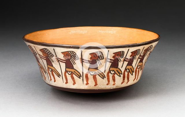 Bowl Depicting Row of Figures Holding Staffs, 180 B.C./A.D. 500. Creator: Unknown.