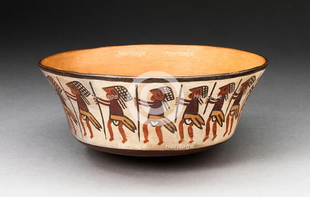 Bowl Depicting Row of Figures Holding Staffs, 180 B.C./A.D. 500. Creator: Unknown.