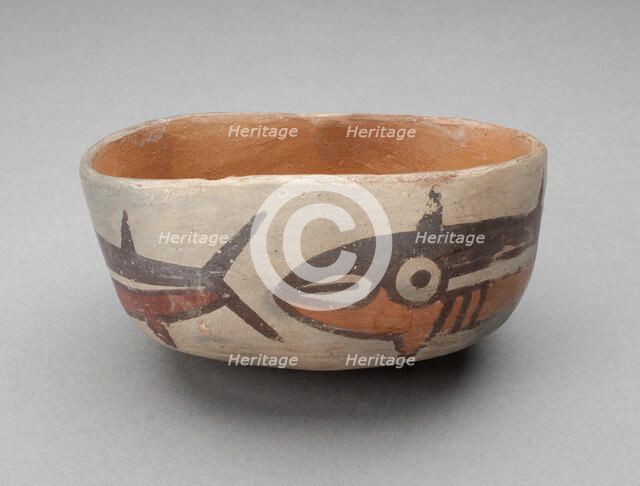 Bowl Depicting Row of Fish or Sharks, 180 B.C./A.D. 500. Creator: Unknown.