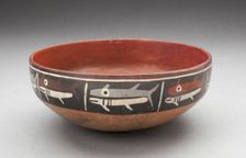 Bowl Depicting Row of Fish or Sharks Separated by Vertical Lines, 180 B.C./A.D. 500. Creator: Unknown