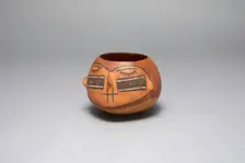Bowl in the Form of a Trophy Head with Bound Lips and Shut Eyes, 180 B.C./A.D. 500. Creator: Unknown
