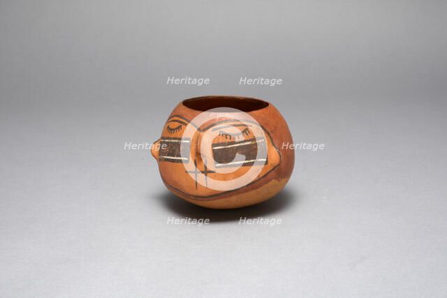 Bowl in the Form of a Trophy Head with Bound Lips and Shut Eyes, 180 B.C./A.D. 500. Creator: Unknown.