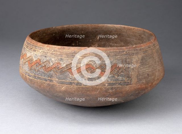 Bowl Incised and Painted with Interlocking Geometric Band, 650/150 B.C. Creator: Unknown.