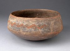 Bowl Incised and Painted with Interlocking Geometric Band, 650/150 B.C. Creator: Unknown
