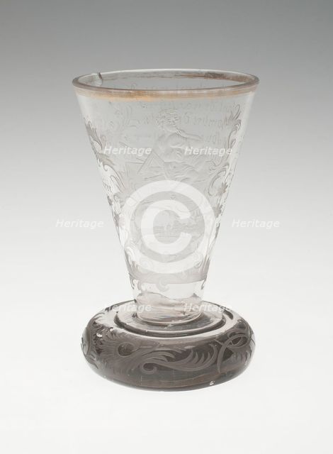 Bowl of Wine Glass with Silver Foot, Bohemia, c. 1740. Creator: Bohemia Glass.