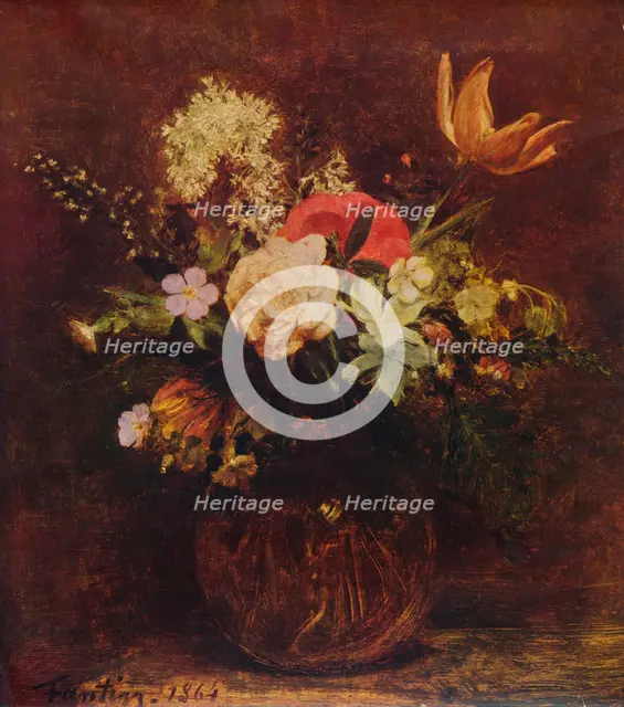 'Bowl of Flowers', 1864, (1935). Creator: Henri Fantin-Latour.