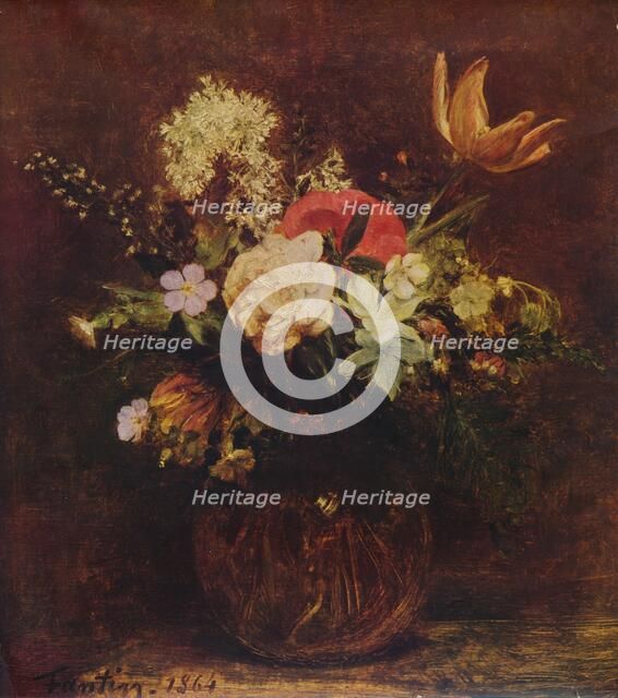 'Bowl of Flowers', 1864, (1935). Creator: Henri Fantin-Latour.