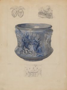 Bowl: "Sinking of the Maine", c. 1936. Creator: Edith Magnette
