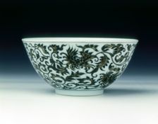 Bowls with floral patterns in grisaille enamels, Yongzheng period, Qing dynasty, China, 1723-1735