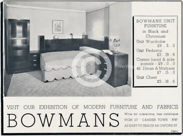'Bowmans - Visit our Exhibition of Modern Furniture and Fabrics', 1935. Artist: Unknown.