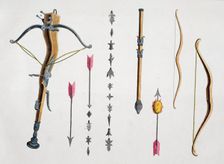 Bows and arrows from the 14th-15th century, 1842. Creator: Friedrich Martin von Reibisch