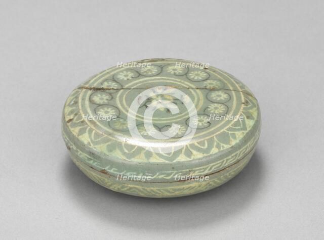 Box and Cover with Chrysanthemum and Scroll Design, 1200s-1300s. Creator: Unknown.