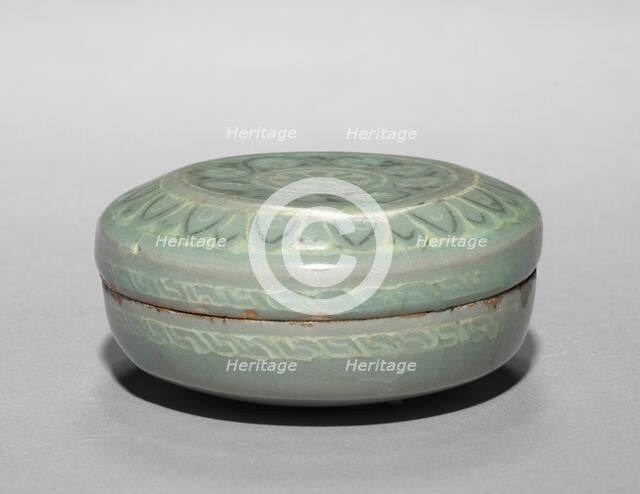 Box and Cover with Inlaid Chrysanthemum Design, 1200s. Creator: Unknown.