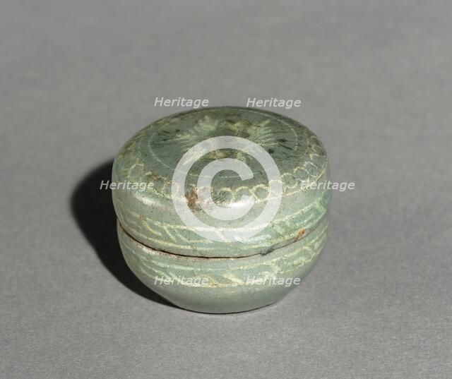 Box and Cover with Inlaid Crane Design, 1200s. Creator: Unknown.