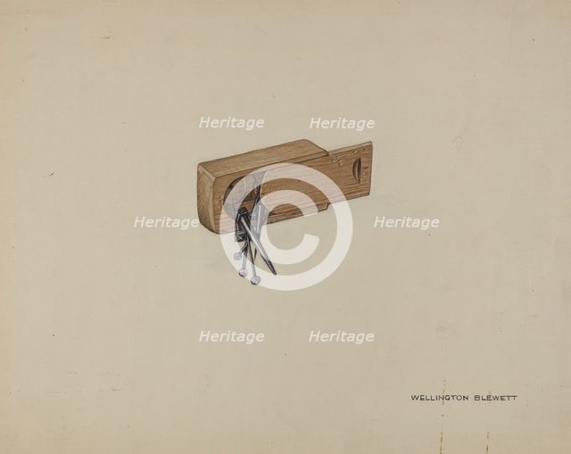 Box for Nails and Pins, 1937. Creator: Wellington Blewett.