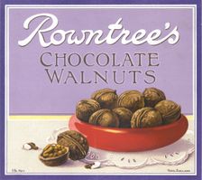 Box top for Rowntree's Chocolate Walnuts, 1910s