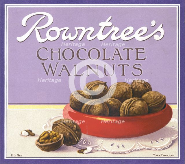 Box top for Rowntree's Chocolate Walnuts, 1910s. Artist: Unknown