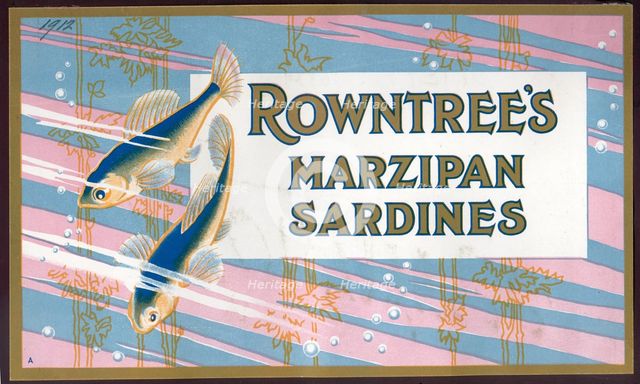 Box top for Rowntree's Marzipan Sardines, 1912. Artist: Unknown