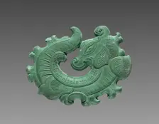 Box with Ink Cakes: Green Ink Cake in Shape of Coiled Dragon, 1795-1820. Creator: Unknown