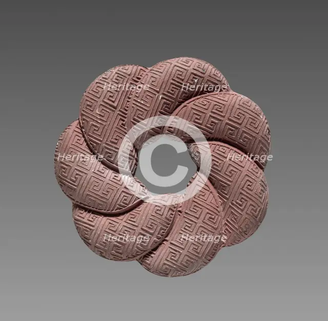 Box with Ink Cakes: Red Ink Cake in Shape of a Brocade Knot, 1795-1820. Creator: Unknown.
