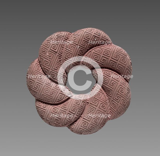 Box with Ink Cakes: Red Ink Cake in Shape of a Brocade Knot, 1795-1820. Creator: Unknown.