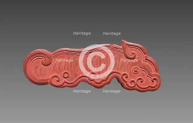 Box with Ink Cakes: Red Ink Cake in Shape of a Kui Dragon, 1795-1820. Creator: Unknown.