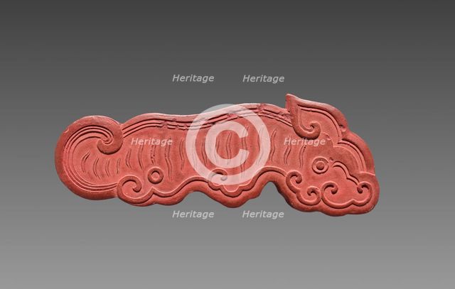 Box with Ink Cakes: Red Ink Cake in Shape of a Kui Dragon, 1795-1820. Creator: Unknown.