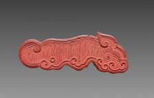 Box with Ink Cakes: Red Ink Cake in Shape of a Kui Dragon, 1795-1820. Creator: Unknown