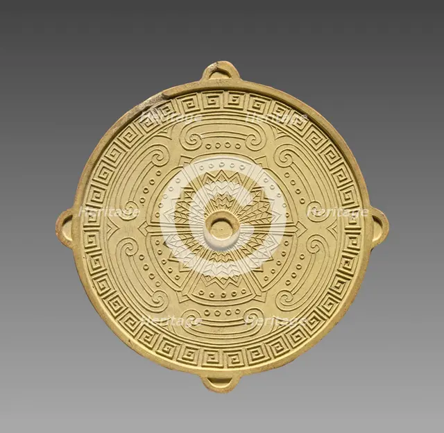 Box with Ink Cakes: Yellow Ink Stick in Shape of a Buddhist "Wheel of the Law", 1795-1820. Creator: Unknown.