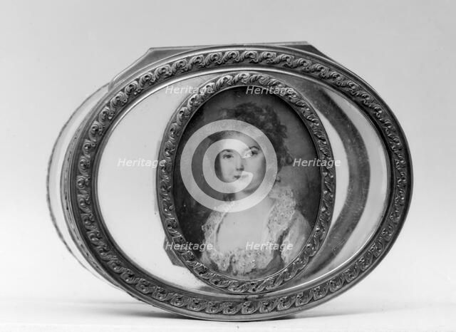 Box with portrait of a young girl with the initials DE, 1775-76. Creator: Peter Adolf Hall.