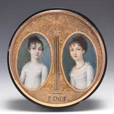 Box with portraits of two sisters, ca. 1800. Creator: Miniature by Continental Painter