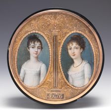 Box with portraits of two sisters, ca. 1800. Creator: Miniature by Continental Painter