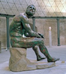 Boxer of Thermonr Hellenistic bronze statue, c1st Century AD. Artist: Lysippos