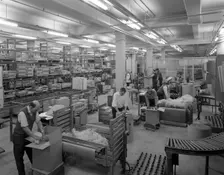 Boxes being packed ready for distribition, Stanley Tools, Sheffield, South Yorkshire, 1967. Creator: Michael Walters